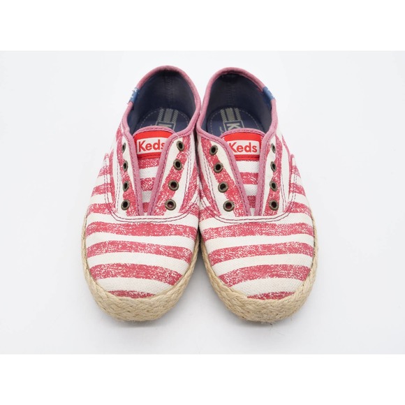 Keds Sneakers Womens 5.5 Red Striped Espadrille Slip On Low Top Casual Shoes - Picture 7 of 11